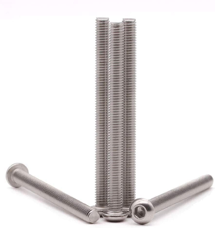 1/4-20 X 1-1/4" Hex Socket Button Head Cap Screws Bolts 50 PCS, Allen Socket Drive, 304 Stainless Steel 18-8, Bright Finish, Full Machine UNC Threads