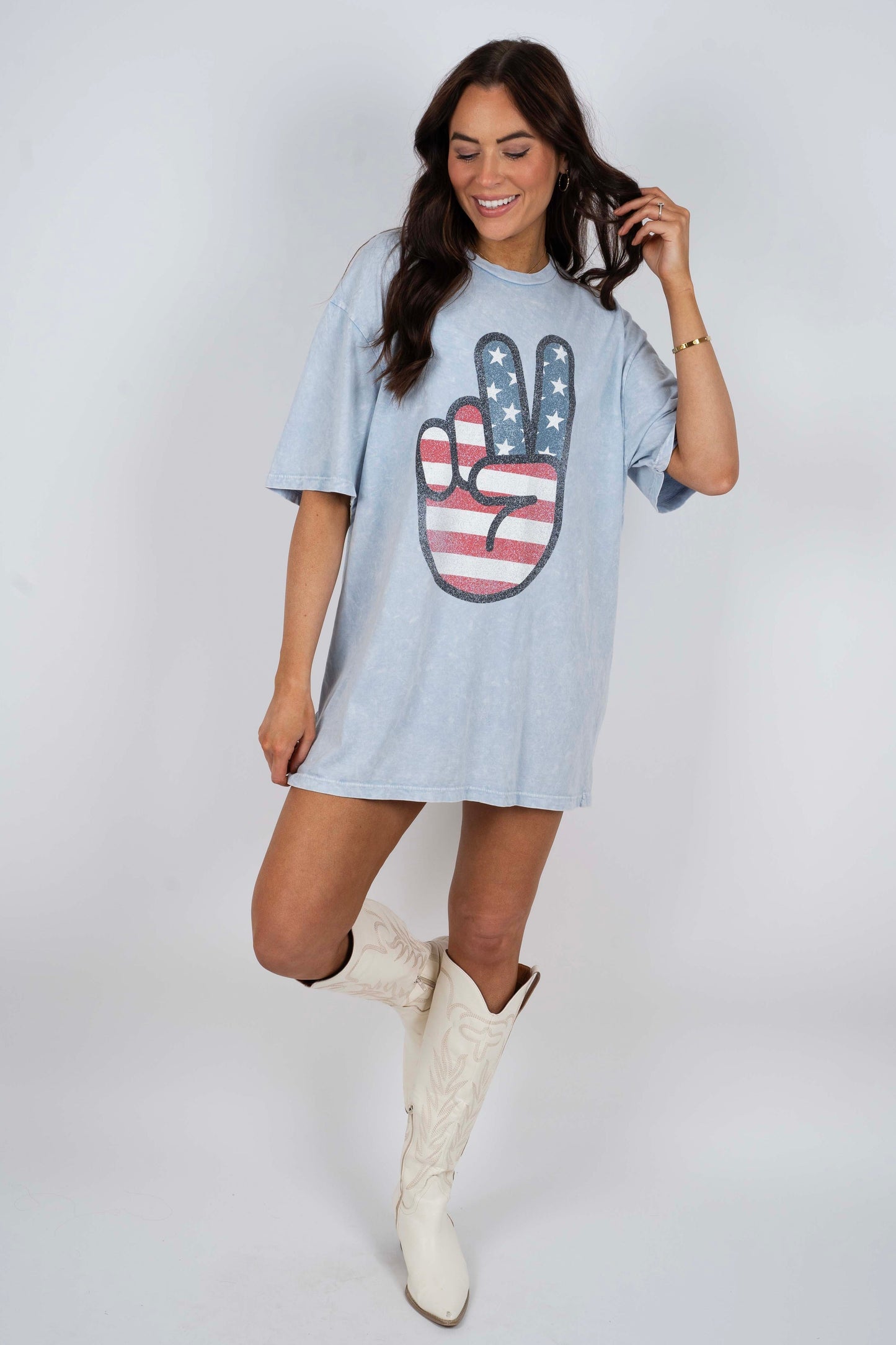 American Peace Hand Sign Graphic Tee