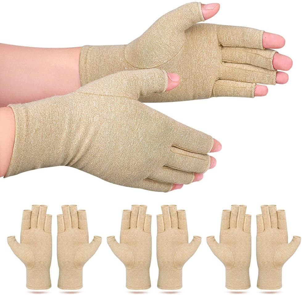 ZEPOHCK Arthritis Compressions Gloves, Relieve Pain for Rheumatoid, RSI, Carpal Tunnel, Hand Gloves for Dailywork, Hands and Joints Pain Relief for Women and Men (Khaki, M)