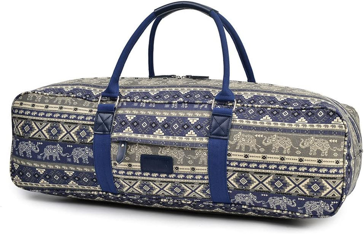 FREMOUS All-In-One Yoga Mat Bag, Duffel Carrier Patterned Canvas with Pocket and Zipper