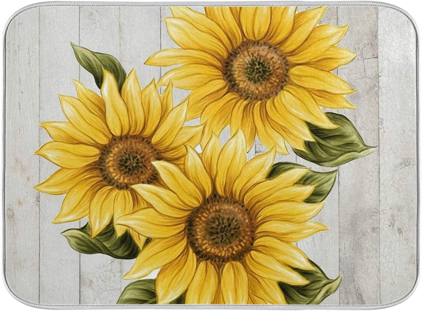 American Flag on Wooden Fence Dish Drying Mats for Kitchen 18X24 Inch USA Flag Patriotic Absorbent Machine Washable Fast Drying Pad Dish Drainer Mat for Kitchen Counter