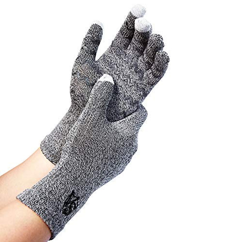 Vital Salveo Full Finger Touchscreen Arthritis Gloves Nonslip Carpal Tunnel-Pair-Dark Grey-S