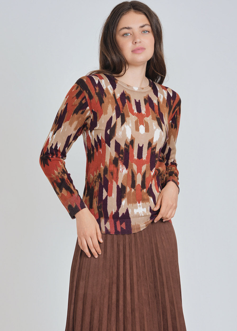 Abstract Citrus Hue Knit Sweater
