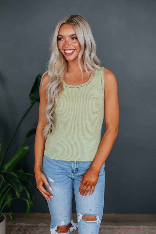 Aiden Knit Tank - Avocado