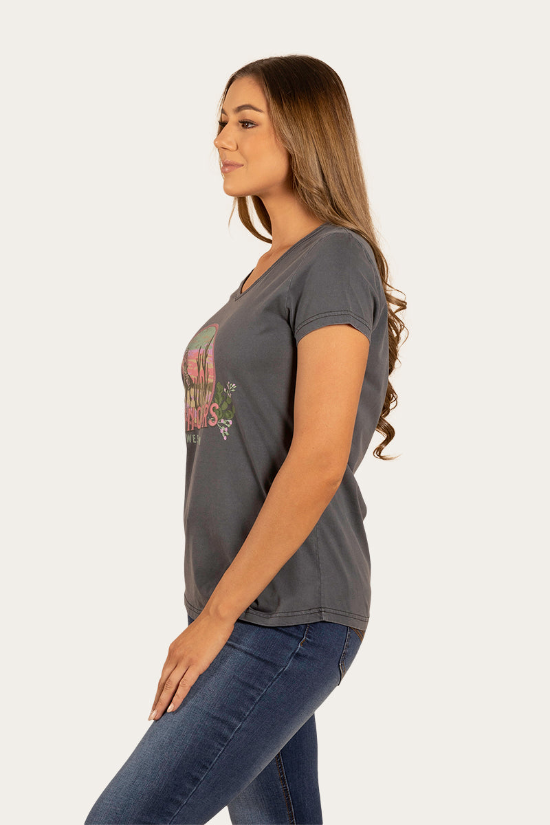 Vista Womens V-Neck Relaxed Fit T-Shirt - Black