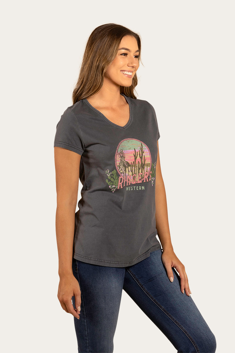 Vista Womens V-Neck Relaxed Fit T-Shirt - Black