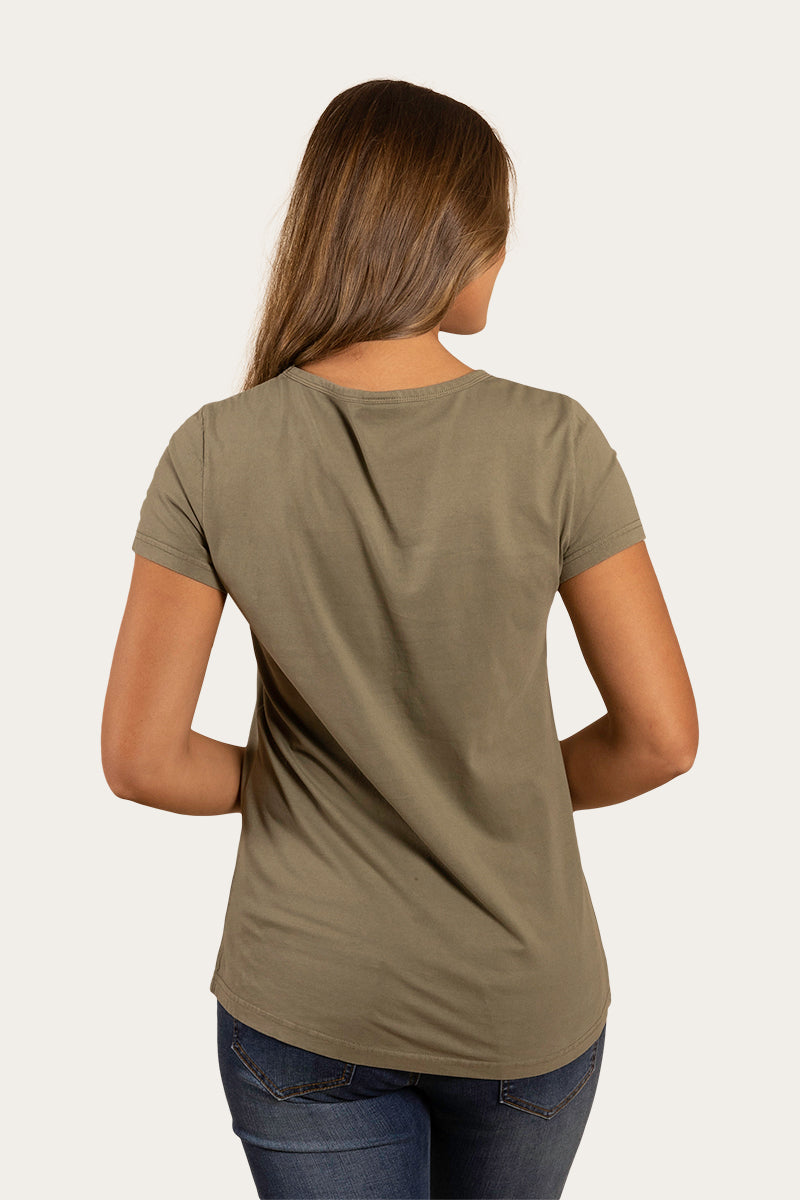 Vista Womens V-Neck Relaxed Fit T-Shirt - Olive