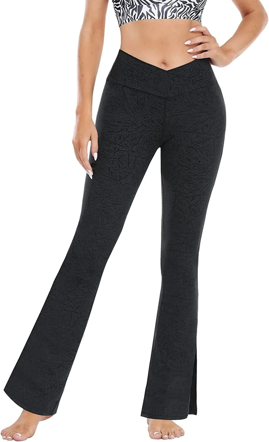 A AGROSTE Women'S Casual Bootleg Yoga Pants V Crossover High Waisted Workout Bootcut Yoga Pants Leggings
