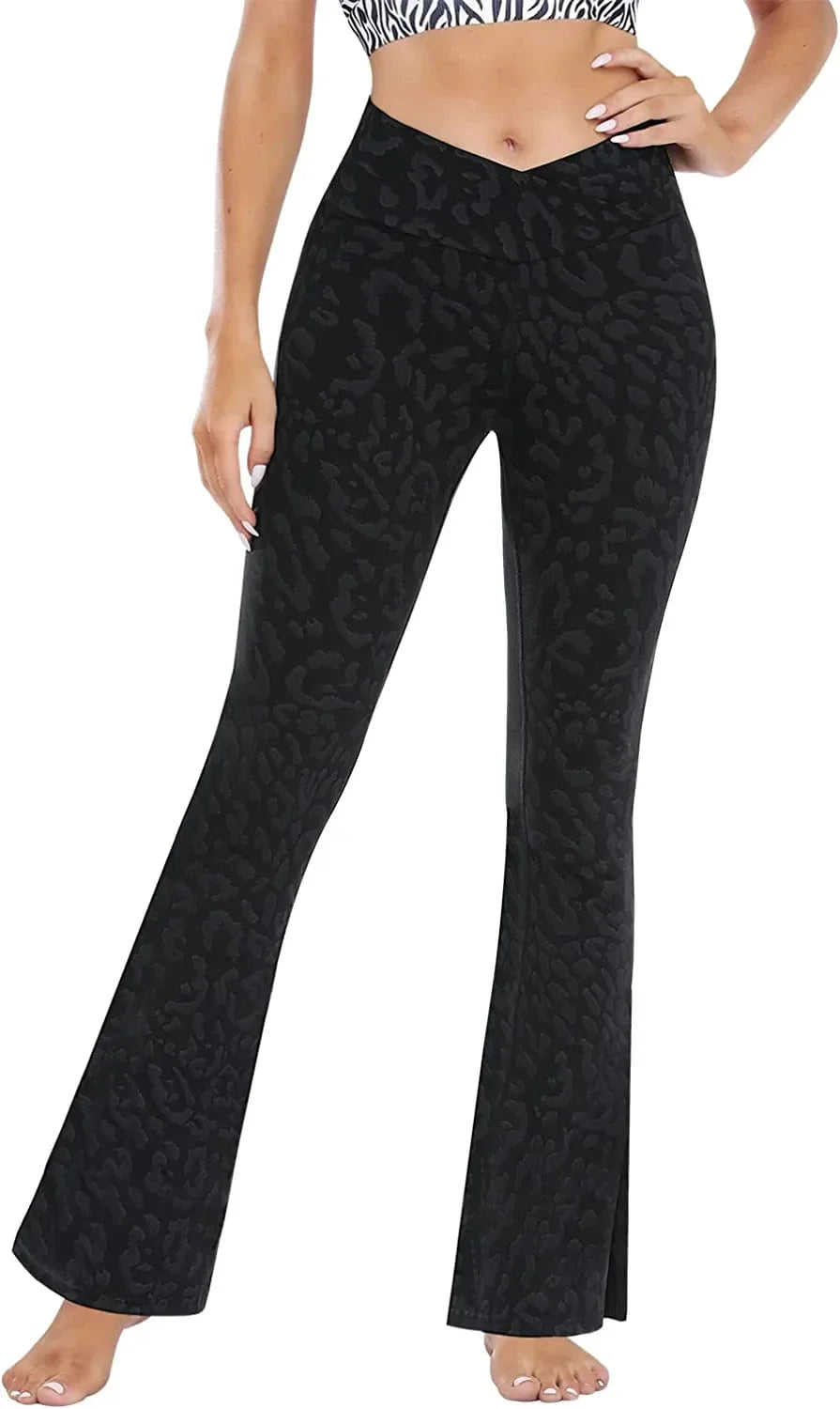 A AGROSTE Women'S Casual Bootleg Yoga Pants V Crossover High Waisted Workout Bootcut Yoga Pants Leggings