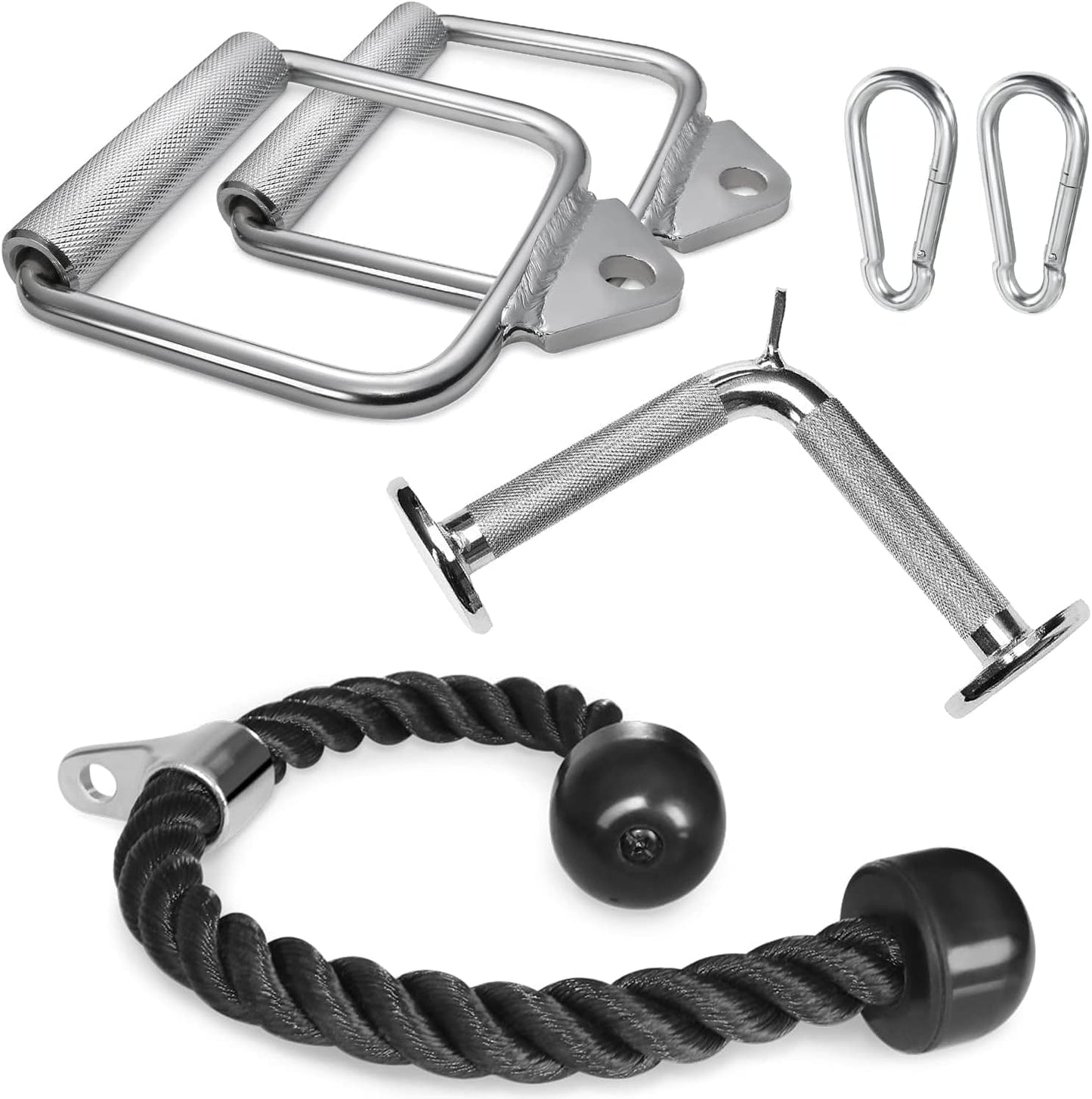 A2ZCARE Combo LAT Pull down Attachment - Cable Machine Accessories for Home Gym with Multi Option: V-Handle, Tricep Rope, D-Handle, V-Shaped Bar, Curl Bar and Rotating Bar