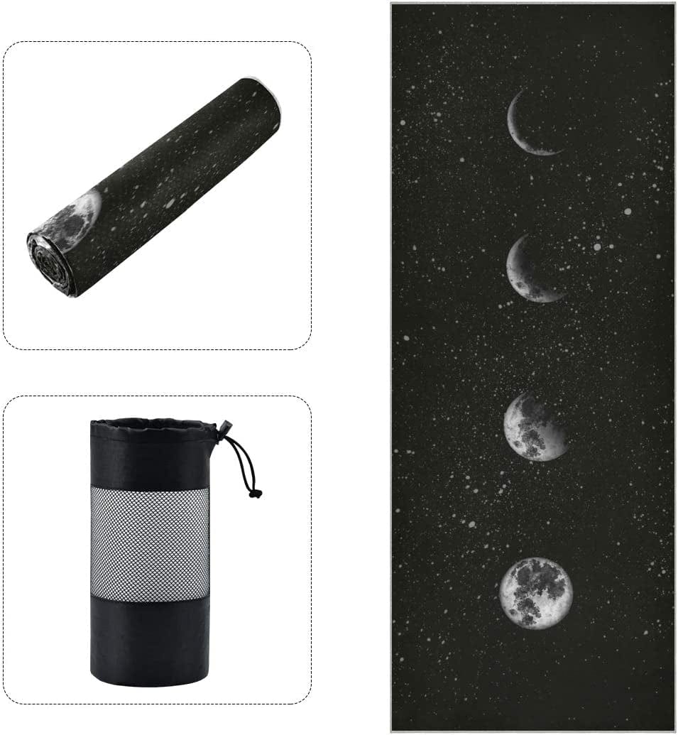 ALAZA Moon Phases in the Night Sky Yoga Towel Non Slip Soft Sweat Absorbent Mat Towel for Hot Yoga Exercise Pilates 73X27 Inches