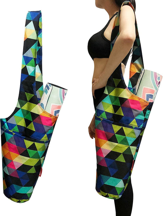 Aozora Yoga Mat Bag | Yoga Mat Tote Sling Carrier with Large Side Pocket & Zipper Pocket | Fits Most Size Mats
