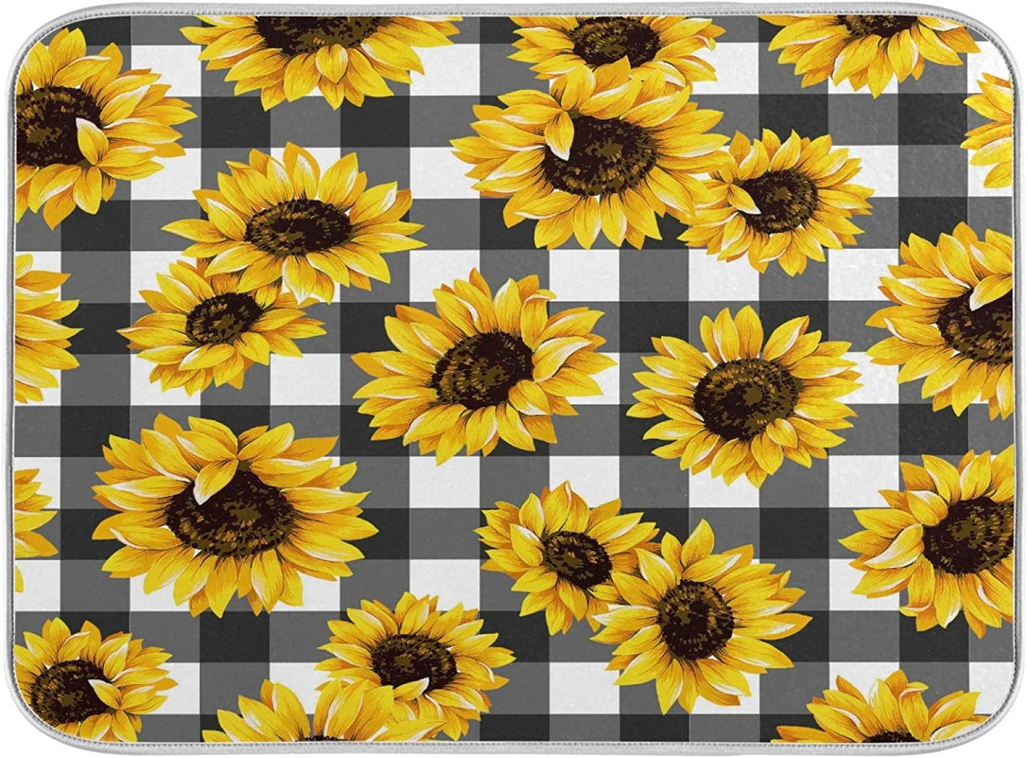 American Flag on Wooden Fence Dish Drying Mats for Kitchen 18X24 Inch USA Flag Patriotic Absorbent Machine Washable Fast Drying Pad Dish Drainer Mat for Kitchen Counter