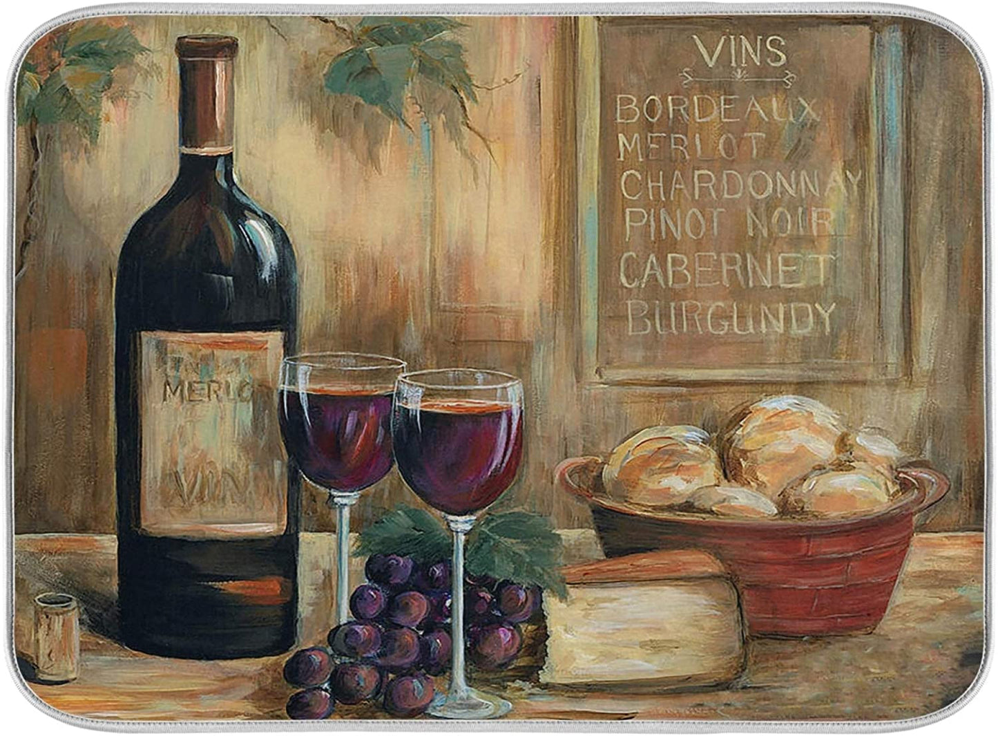 American Flag on Wooden Fence Dish Drying Mats for Kitchen 18X24 Inch USA Flag Patriotic Absorbent Machine Washable Fast Drying Pad Dish Drainer Mat for Kitchen Counter