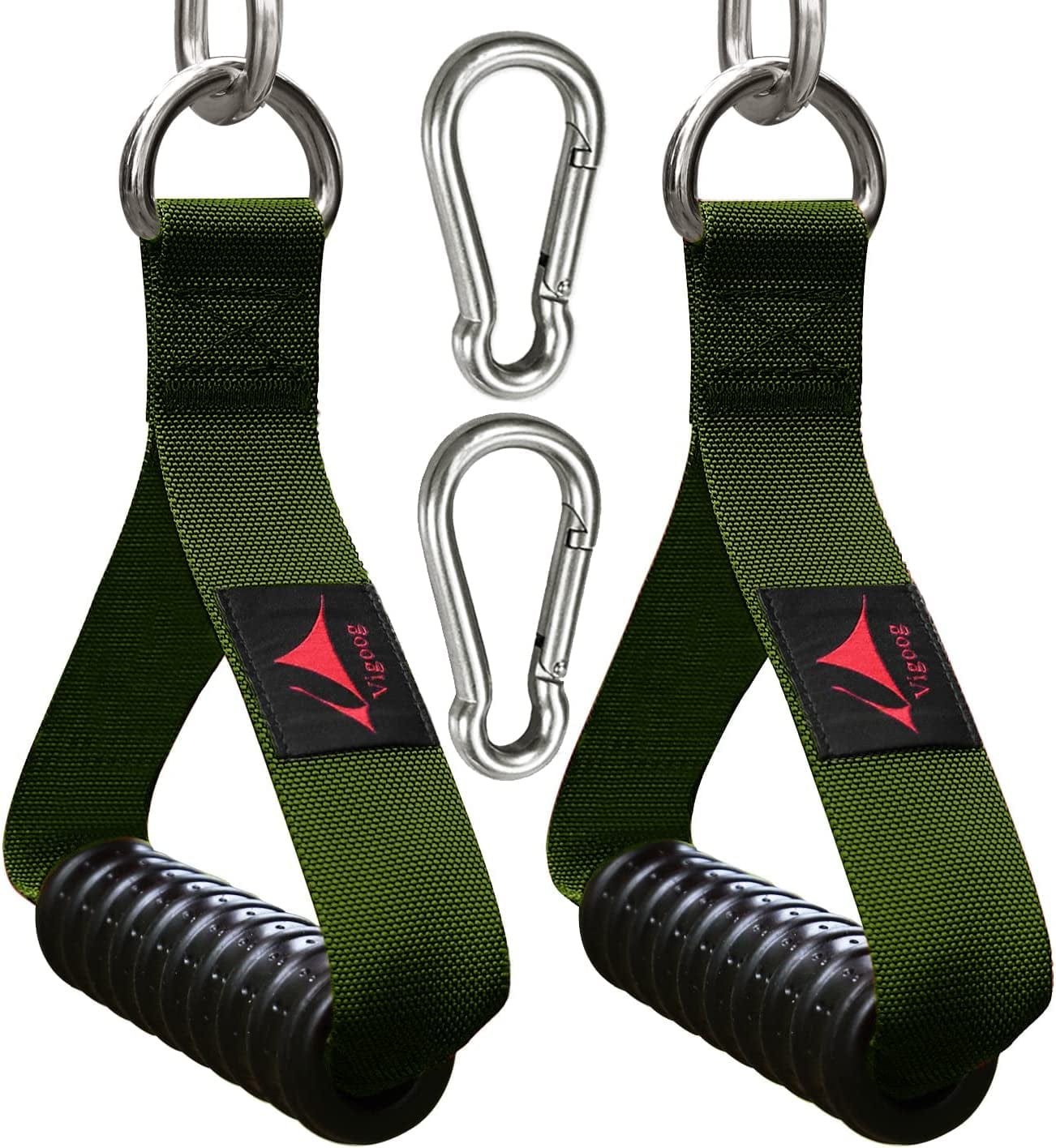Vigoog Heavy Duty Gym Exercise Handles Attachment for Cable Machine,Resistance Band,Pulley System Home Fitness Workout Equipment, with Elastic Rubber Grip and 2 Large Carabiners