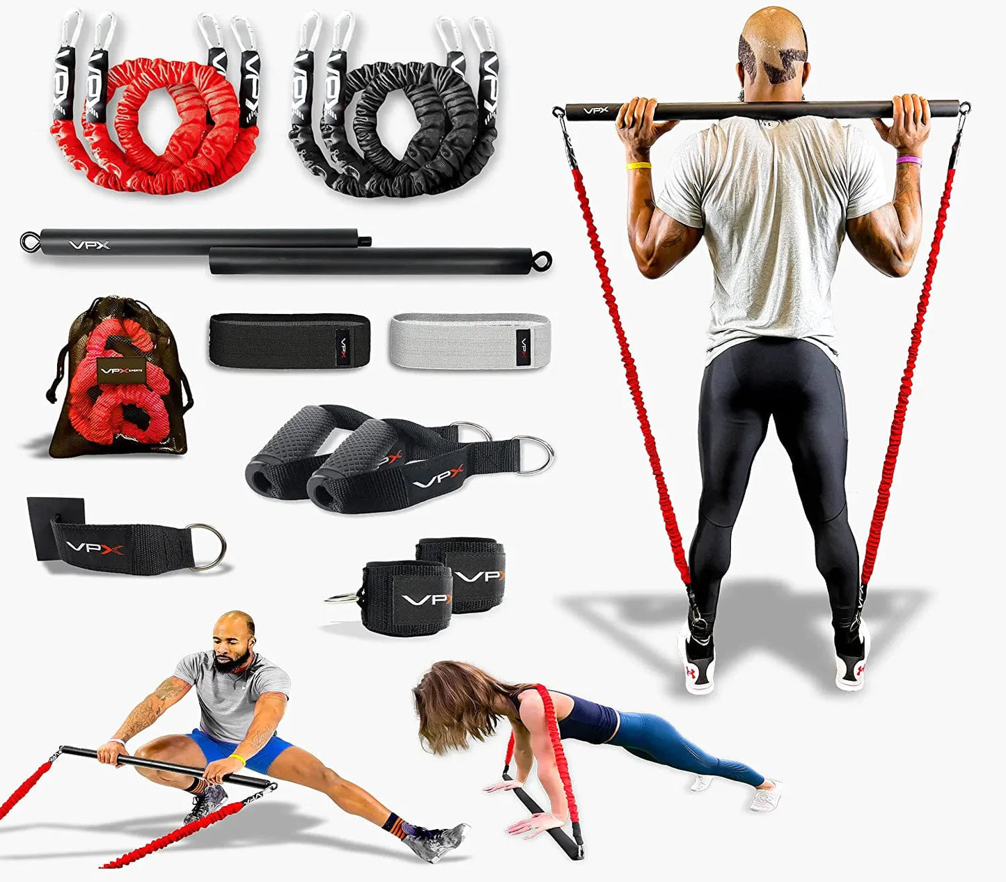 VPX Pro Fitness Home Gym 3.0 | 14Pc Accessories | Adjustable Lifting System | Replaces Weight, Cable, & Machine Training with Suspension Resistance Power | Men & Women | up to 220 Lb of Resistant Max