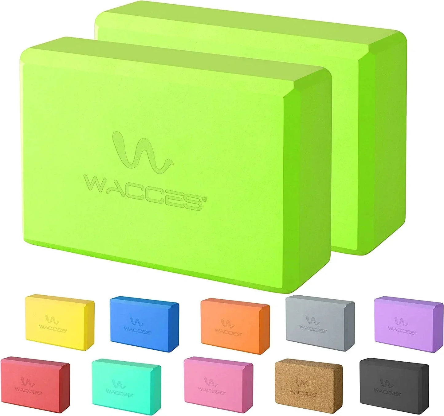 Wacces Foam Exercise, Fitness & Yoga Blocks - Set of 2 (9" X 6" X 4") - Green