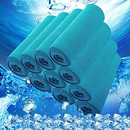 Wesoke 10Pcs Cooling Towels, Ice Towel for Neck and Face, Absorbent Microfiber Fast Drying Sports Workout Cold Towel, Quick Dry Chilly Towel Bandana Scarf for Yoga Gym Camping Fitness Running(Blue)