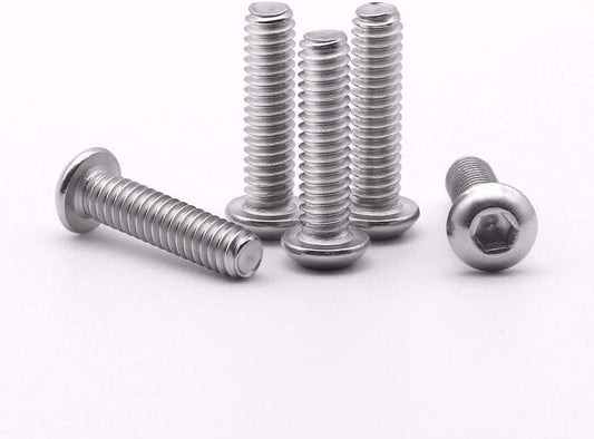 1/4-20 X 1-1/4" Hex Socket Button Head Cap Screws Bolts 50 PCS, Allen Socket Drive, 304 Stainless Steel 18-8, Bright Finish, Full Machine UNC Threads