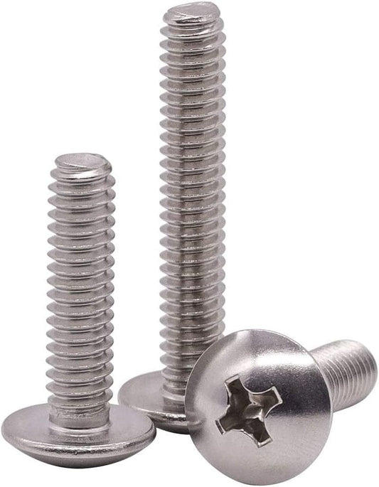 1/4-20 X 1" Truss Head Machine Screws, Phillips Drive, Fully Machine Thread, 18-8 Stainless Steel 304, Bright Finish, Pack of 50