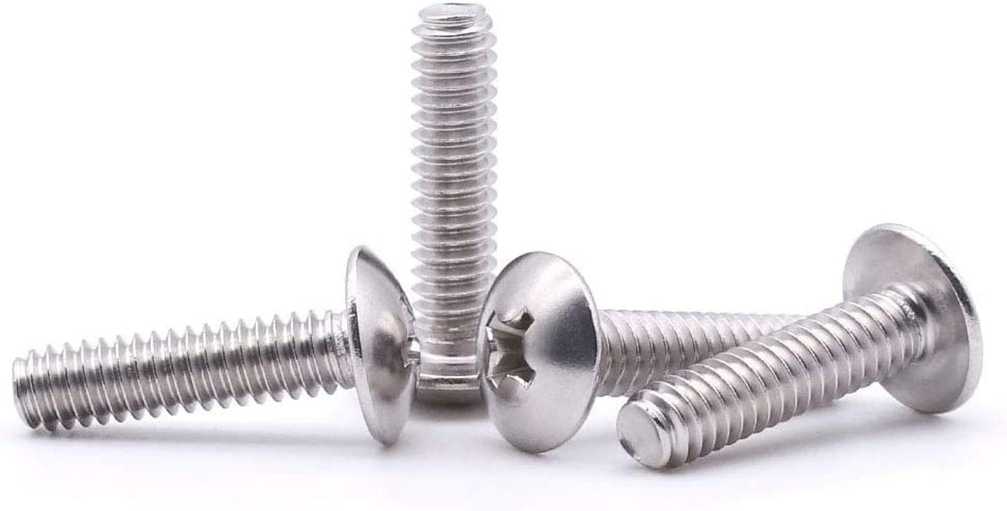 1/4-20 X 1" Truss Head Machine Screws, Phillips Drive, Fully Machine Thread, 18-8 Stainless Steel 304, Bright Finish, Pack of 50