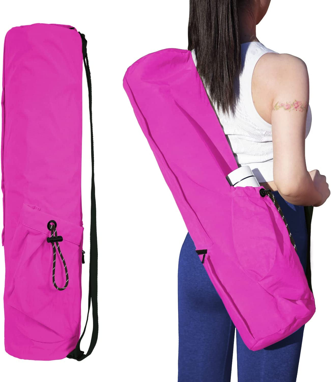 Enjoyactive Yoga Mat Bag | Premium, Waterproof, Multi Pockets, Adjustable Strap | 2 Size for 1/4" or 1/2" Thick Yoga Mat Carrier | Perfect Yoga Bag to Gym Class Beach Park Travel for Women & Men