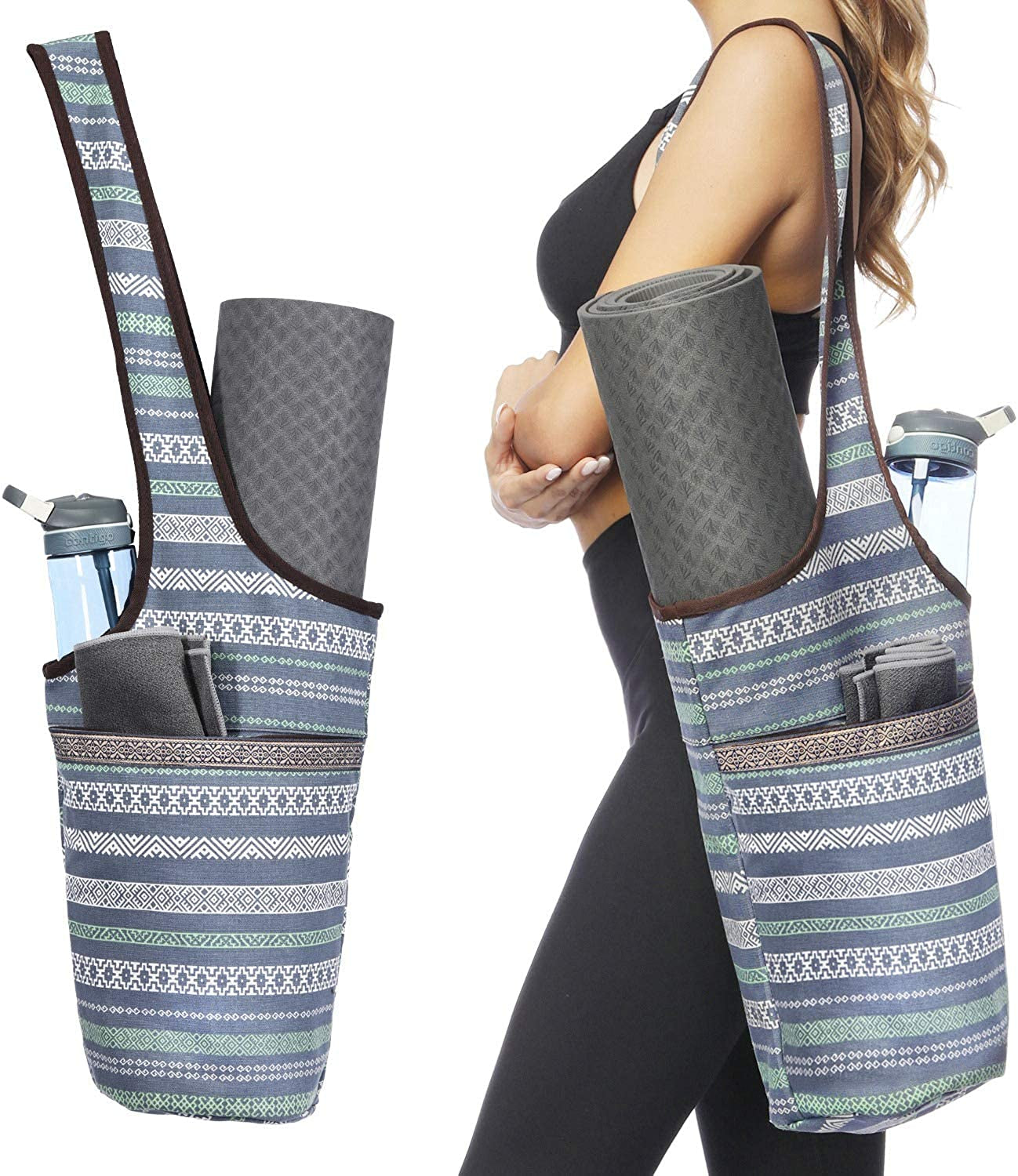 Ewedoos Yoga Mat Bag with Large Size Pocket and Zipper Pocket, Fit Most Size Mats