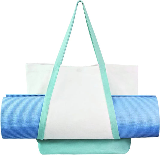 Zingtto Yoga Mat Bag Large Yoga Bags and Carriers Yoga Accessories Gym Bag Cotton Canvas Totes Bags Shoulder Bag for Thick Mats.