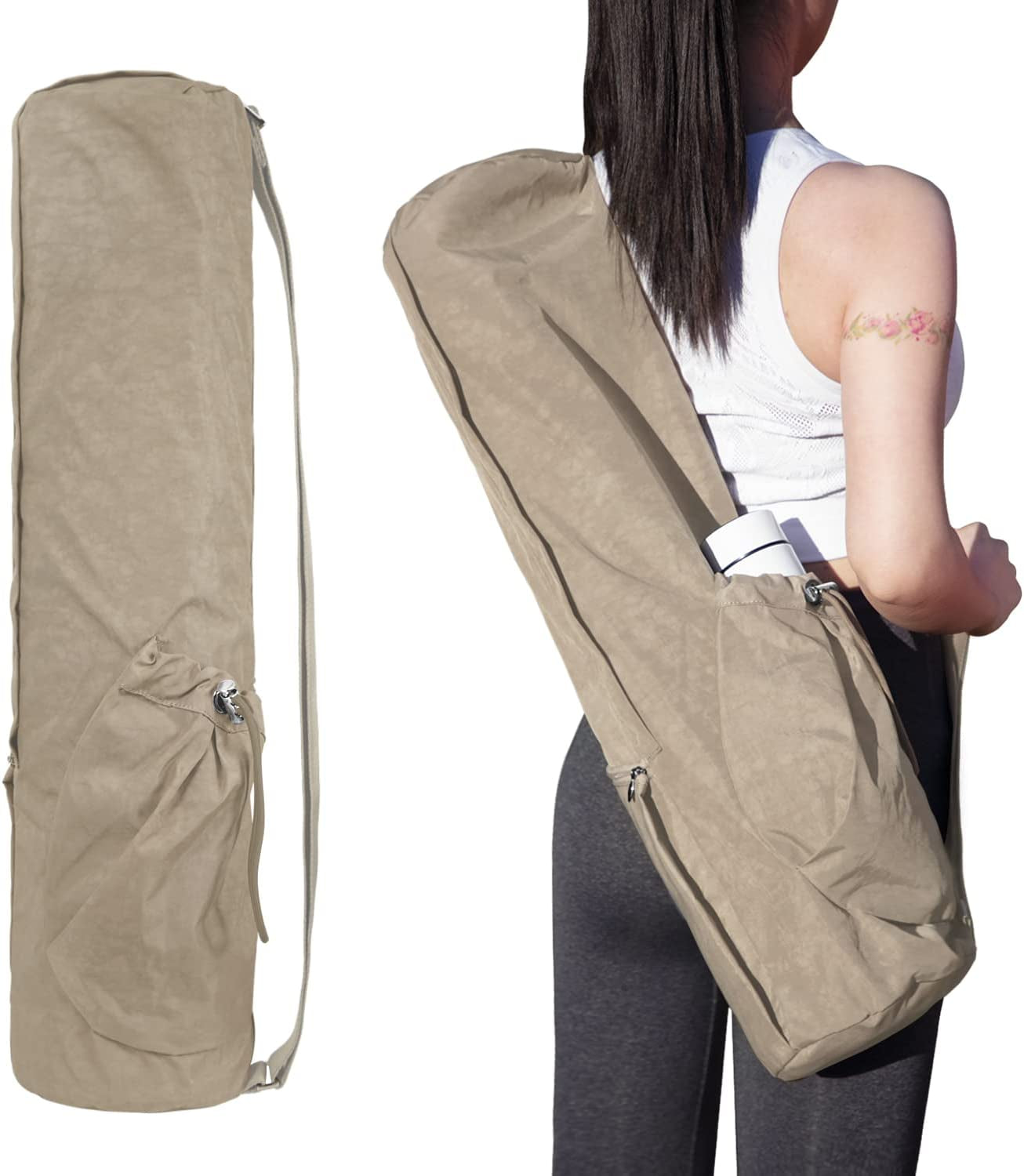 Enjoyactive Yoga Mat Bag | Premium, Waterproof, Multi Pockets, Adjustable Strap | 2 Size for 1/4" or 1/2" Thick Yoga Mat Carrier | Perfect Yoga Bag to Gym Class Beach Park Travel for Women & Men