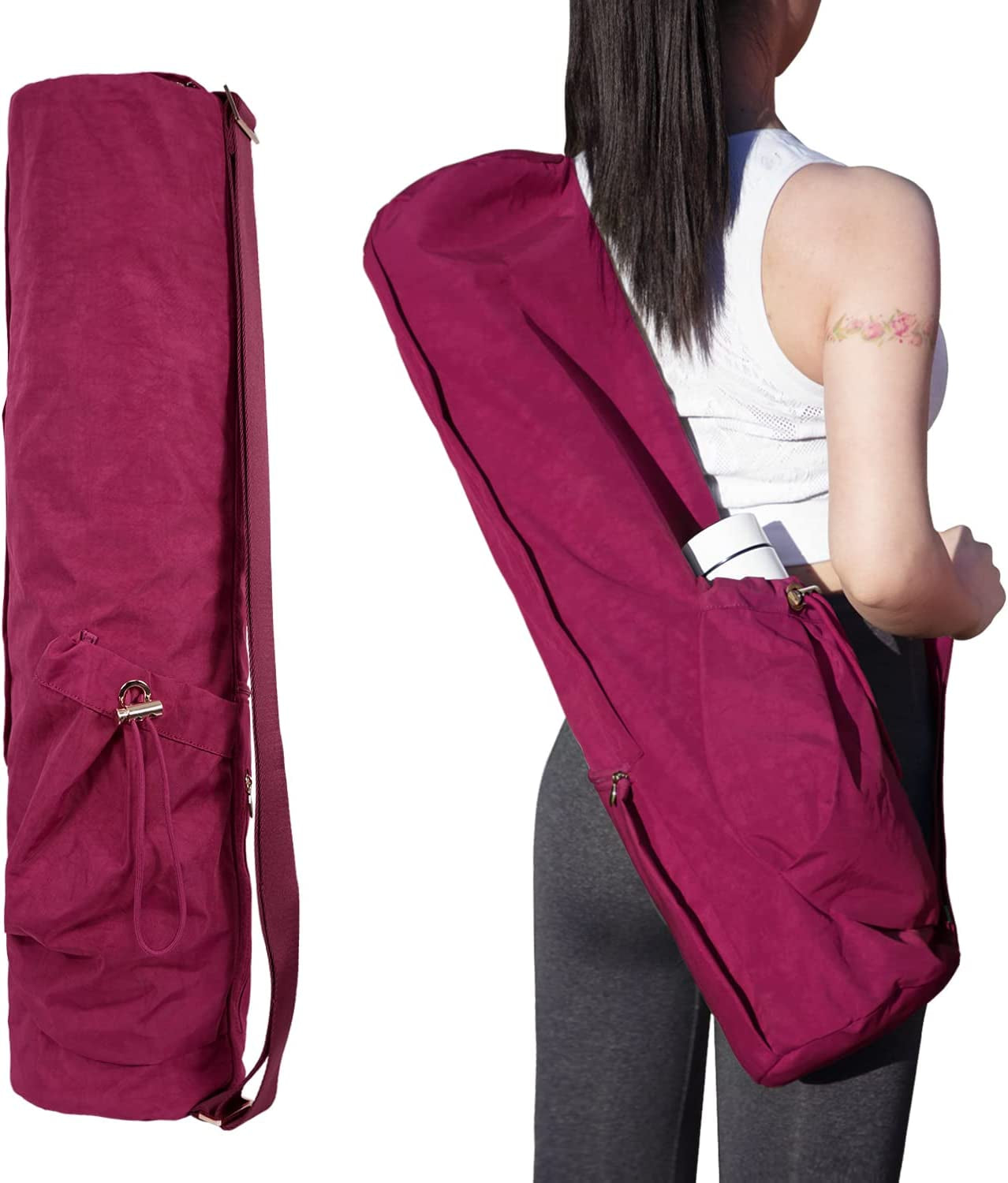 Enjoyactive Yoga Mat Bag | Premium, Waterproof, Multi Pockets, Adjustable Strap | 2 Size for 1/4" or 1/2" Thick Yoga Mat Carrier | Perfect Yoga Bag to Gym Class Beach Park Travel for Women & Men