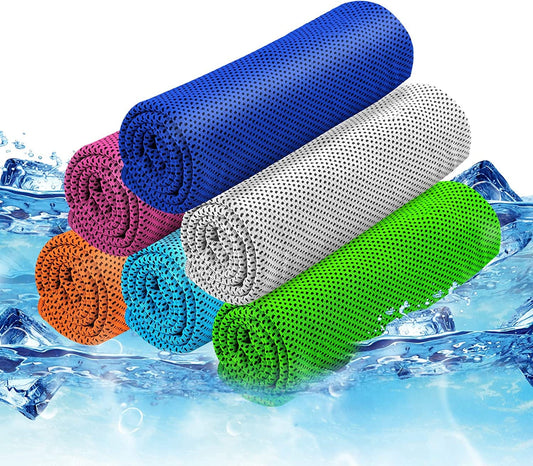 6 Pack Cooling Towel 40"X12" Cool Cold Towels for Neck Instant Cooling Microfiber Ice Towel Soft Breathable Chilly Towel Stay Cool for Golf Yoga Sport Running Gym Camping Workout Fitness Pilates