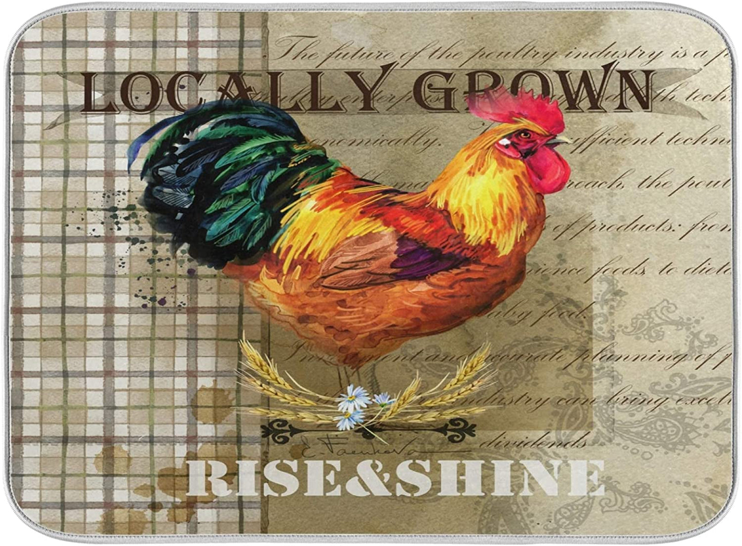 American Flag on Wooden Fence Dish Drying Mats for Kitchen 18X24 Inch USA Flag Patriotic Absorbent Machine Washable Fast Drying Pad Dish Drainer Mat for Kitchen Counter