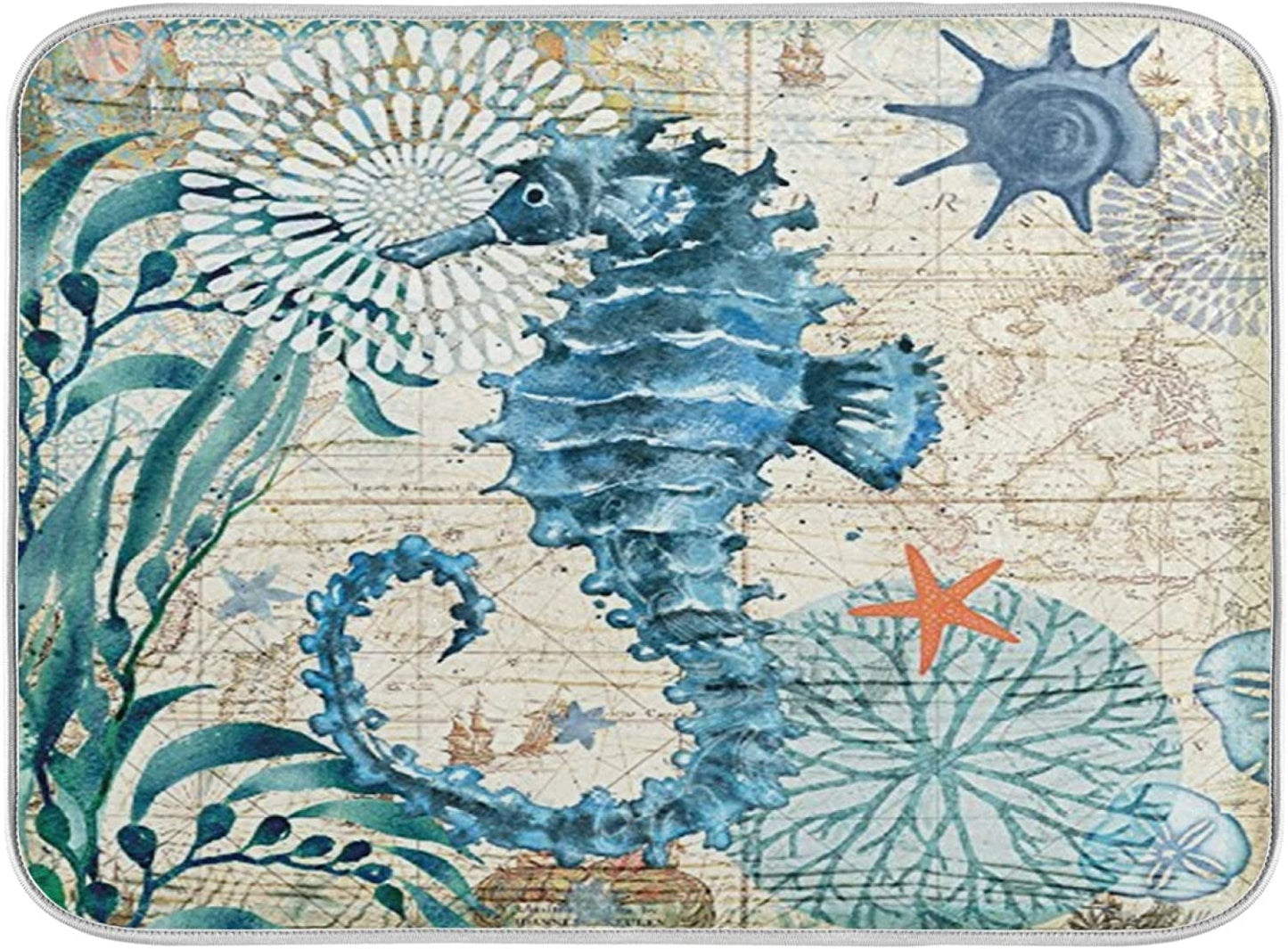 American Flag on Wooden Fence Dish Drying Mats for Kitchen 18X24 Inch USA Flag Patriotic Absorbent Machine Washable Fast Drying Pad Dish Drainer Mat for Kitchen Counter