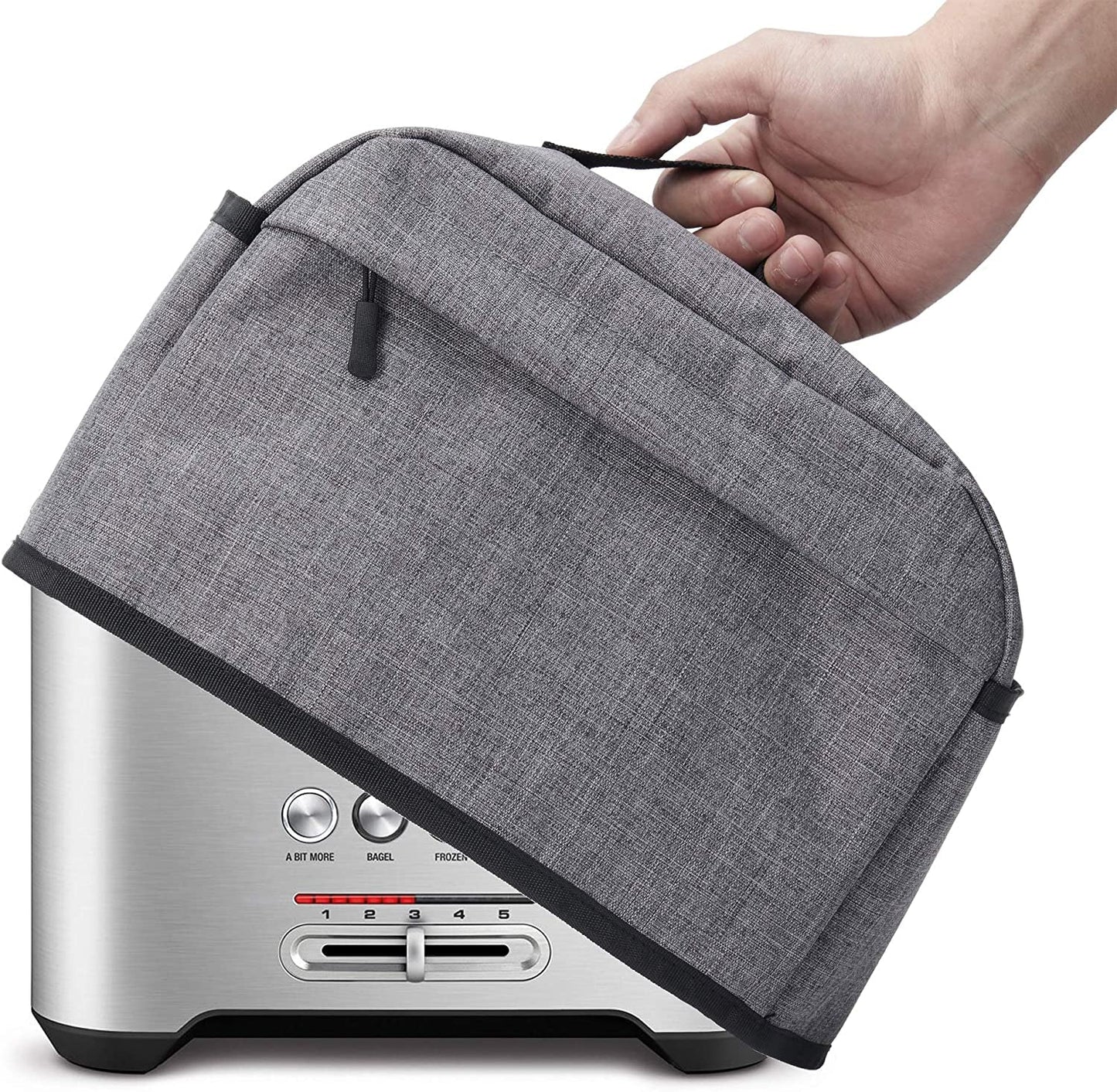 VOSDANS 2 Slice Toaster Cover with Removable Bottom 2-In-1 Toaster Bag with Pockets Toaster Storage Bag with Handle, Dust and Fingerprint Protection, Machine Washable, Black (Patent Design)