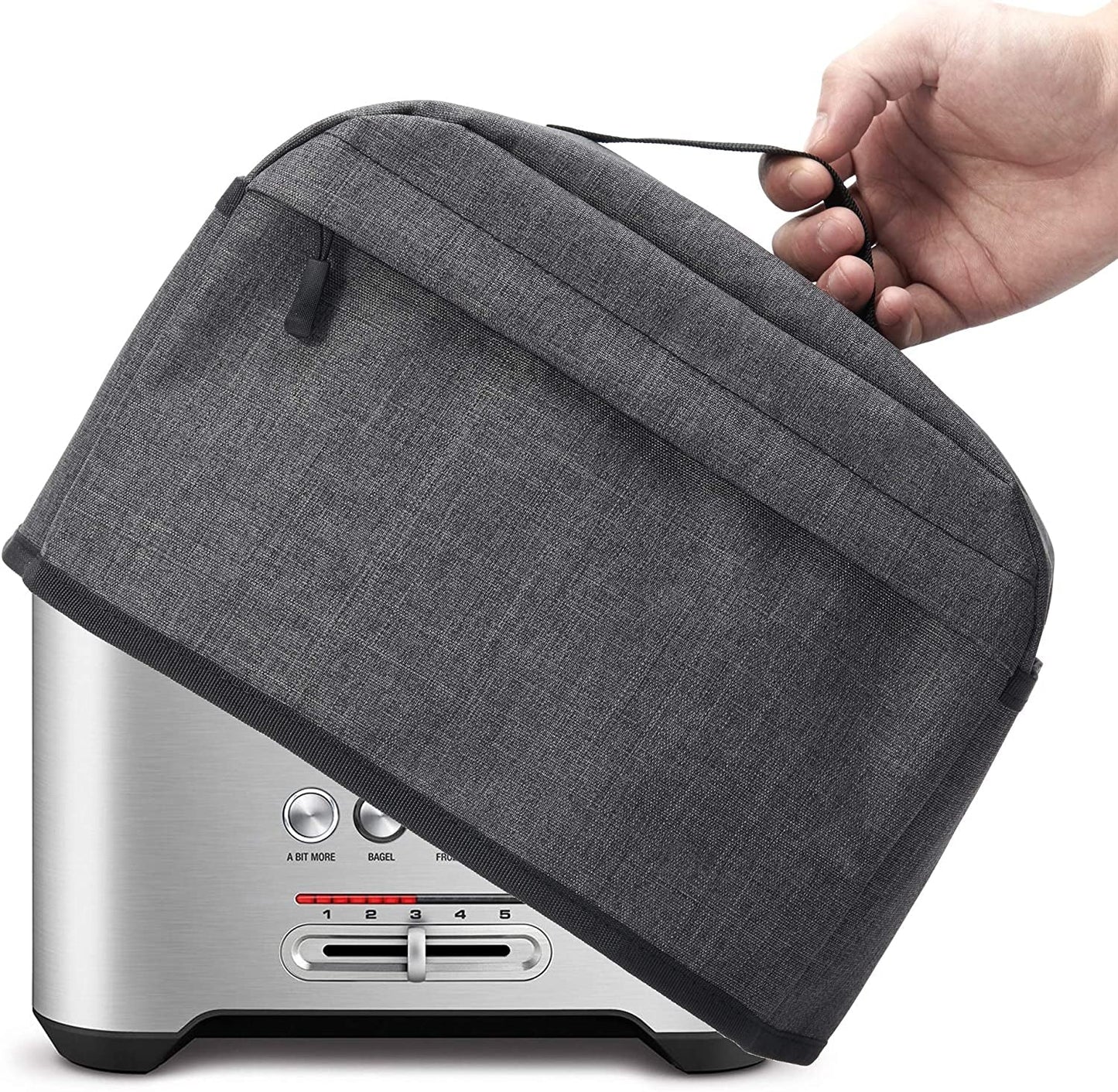 VOSDANS 2 Slice Toaster Cover with Removable Bottom 2-In-1 Toaster Bag with Pockets Toaster Storage Bag with Handle, Dust and Fingerprint Protection, Machine Washable, Black (Patent Design)