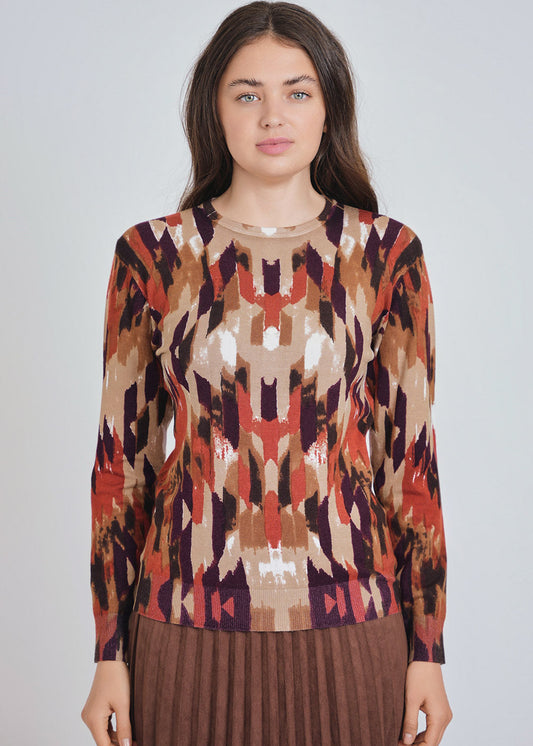 Abstract Citrus Hue Knit Sweater