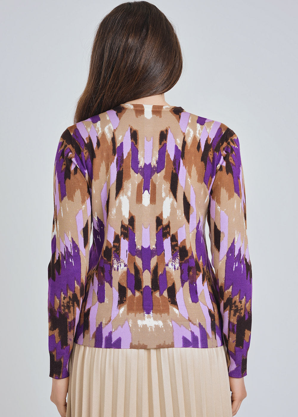 Abstract Purple Hue Knit Sweater