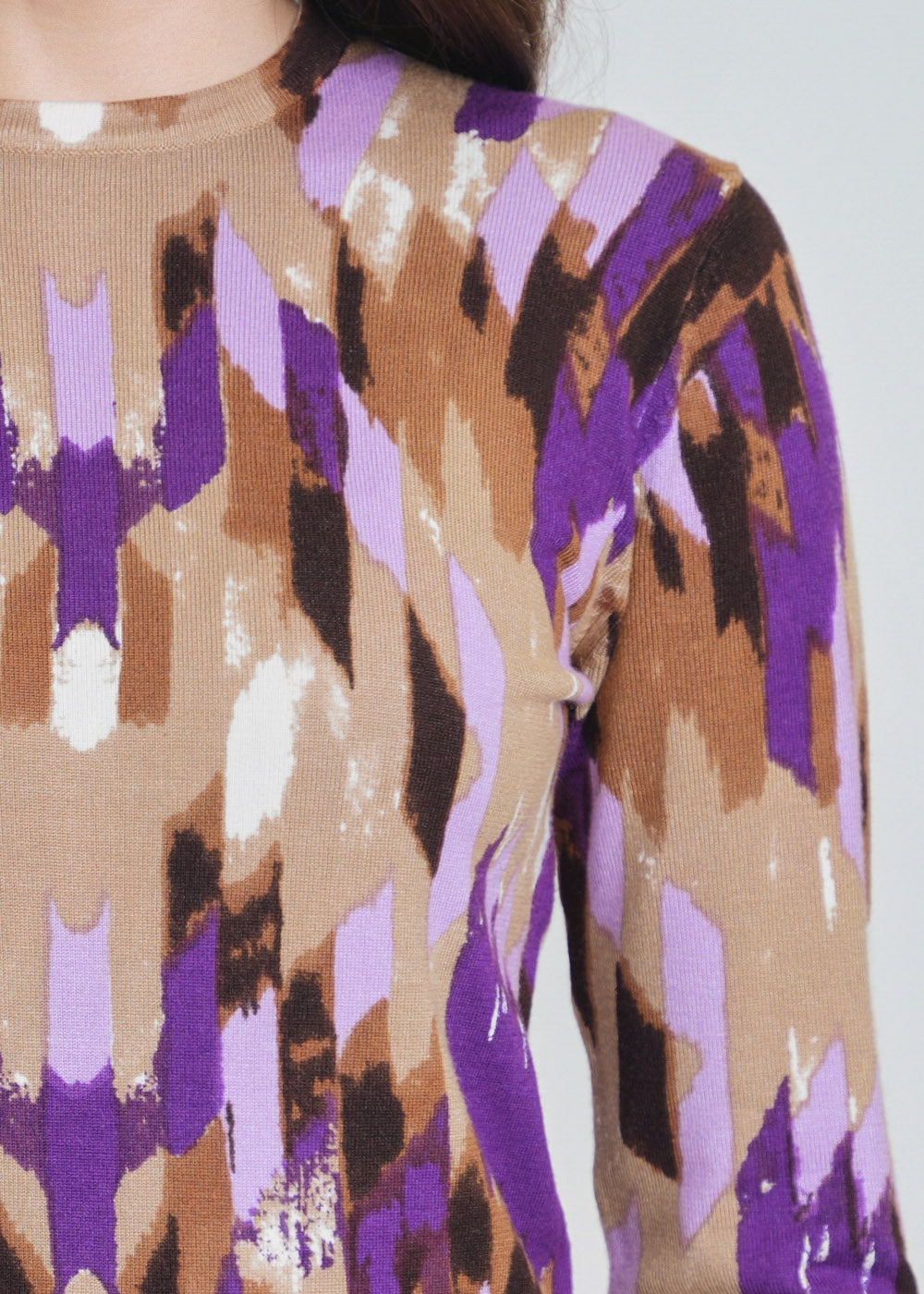 Abstract Purple Hue Knit Sweater