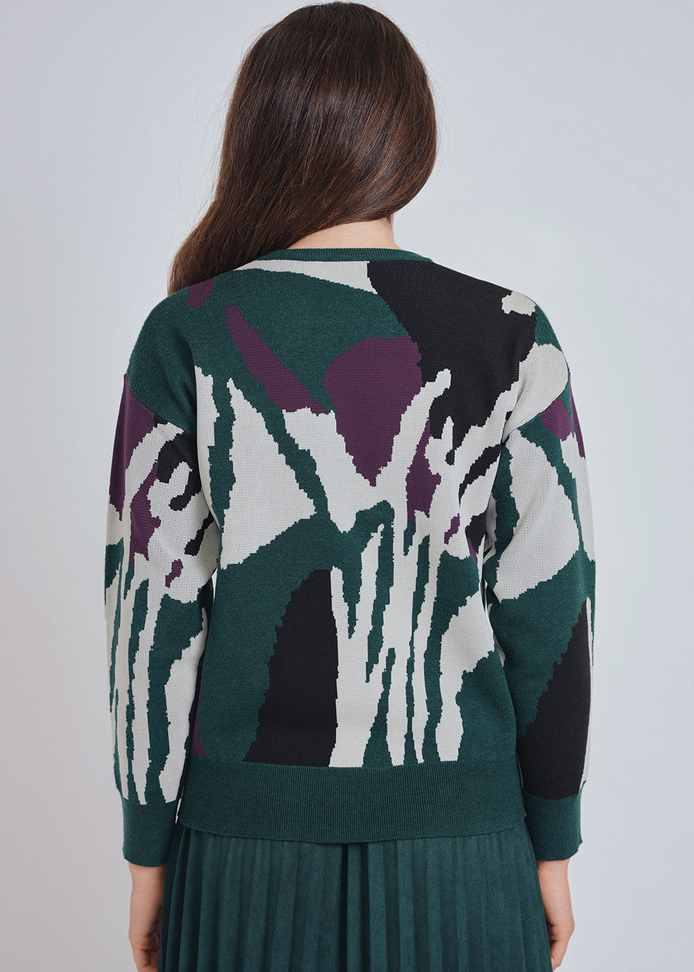 Abstract Green Knit Sweater