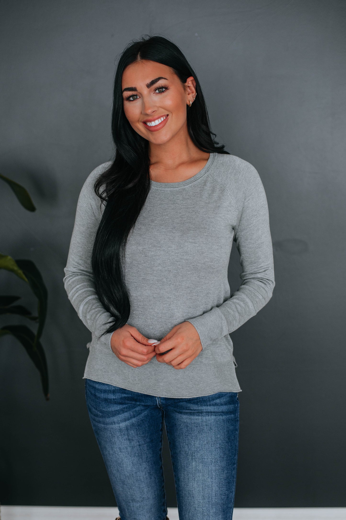 Anneke Long Sleeve Top - Heather Grey
