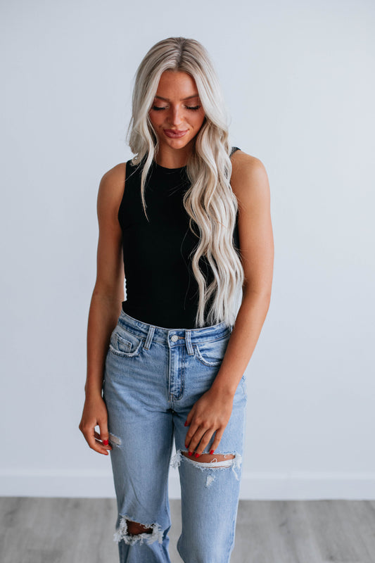 April Ribbed Bodysuit - Black