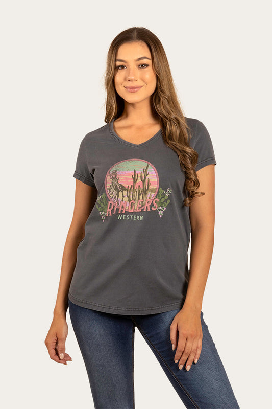 Vista Womens V-Neck Relaxed Fit T-Shirt - Black