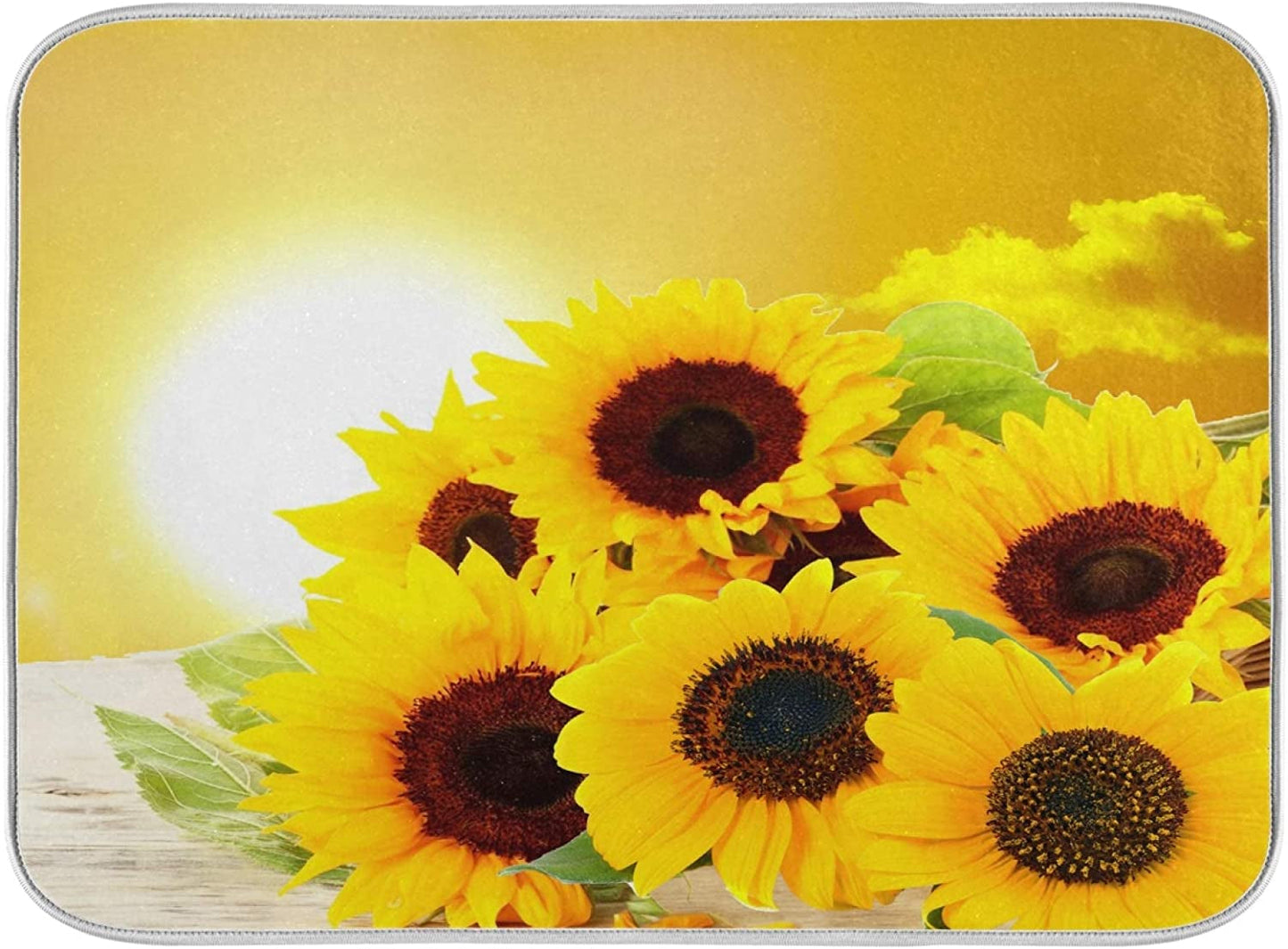 American Flag on Wooden Fence Dish Drying Mats for Kitchen 18X24 Inch USA Flag Patriotic Absorbent Machine Washable Fast Drying Pad Dish Drainer Mat for Kitchen Counter