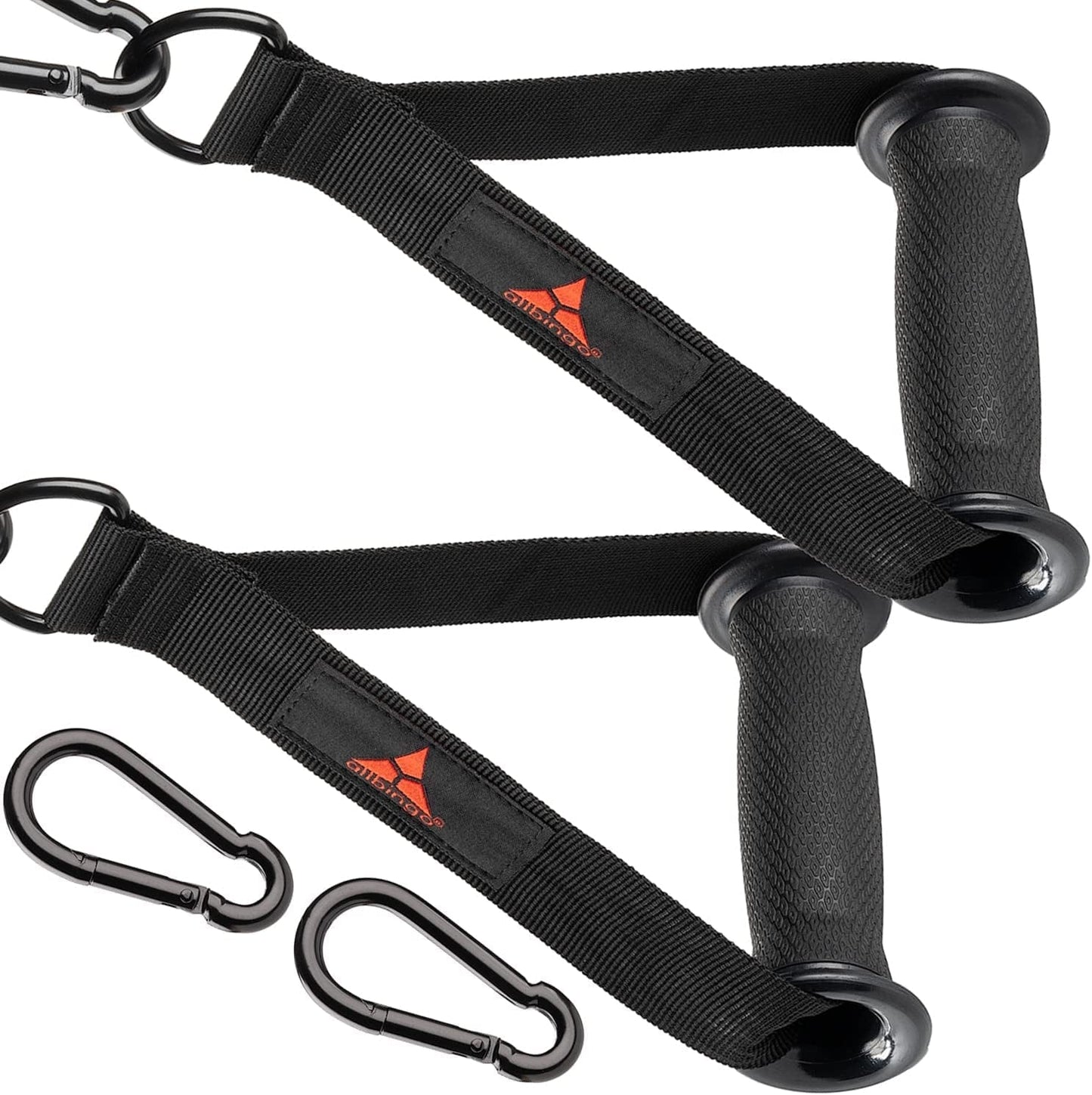 Allbingo Fat Cable Machine Handles Attachment - Ultra Heavy Duty Resistance Bands Exercise Hand Grips with Big D-Ring Strong Clips Compatible for Home Gym Pulley System