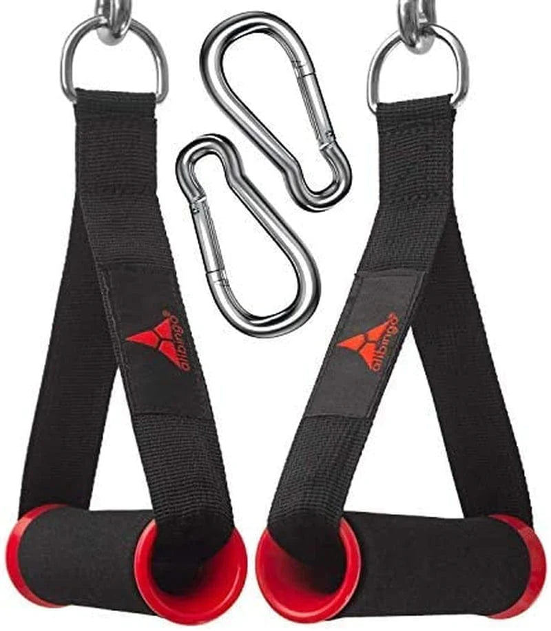 Allbingo Strong Pulley Handles Compatible for Resistance Bands Cable Machines，Heavy Duty Comfortable Exercise Handle Grips Attachment with Big Carabiners