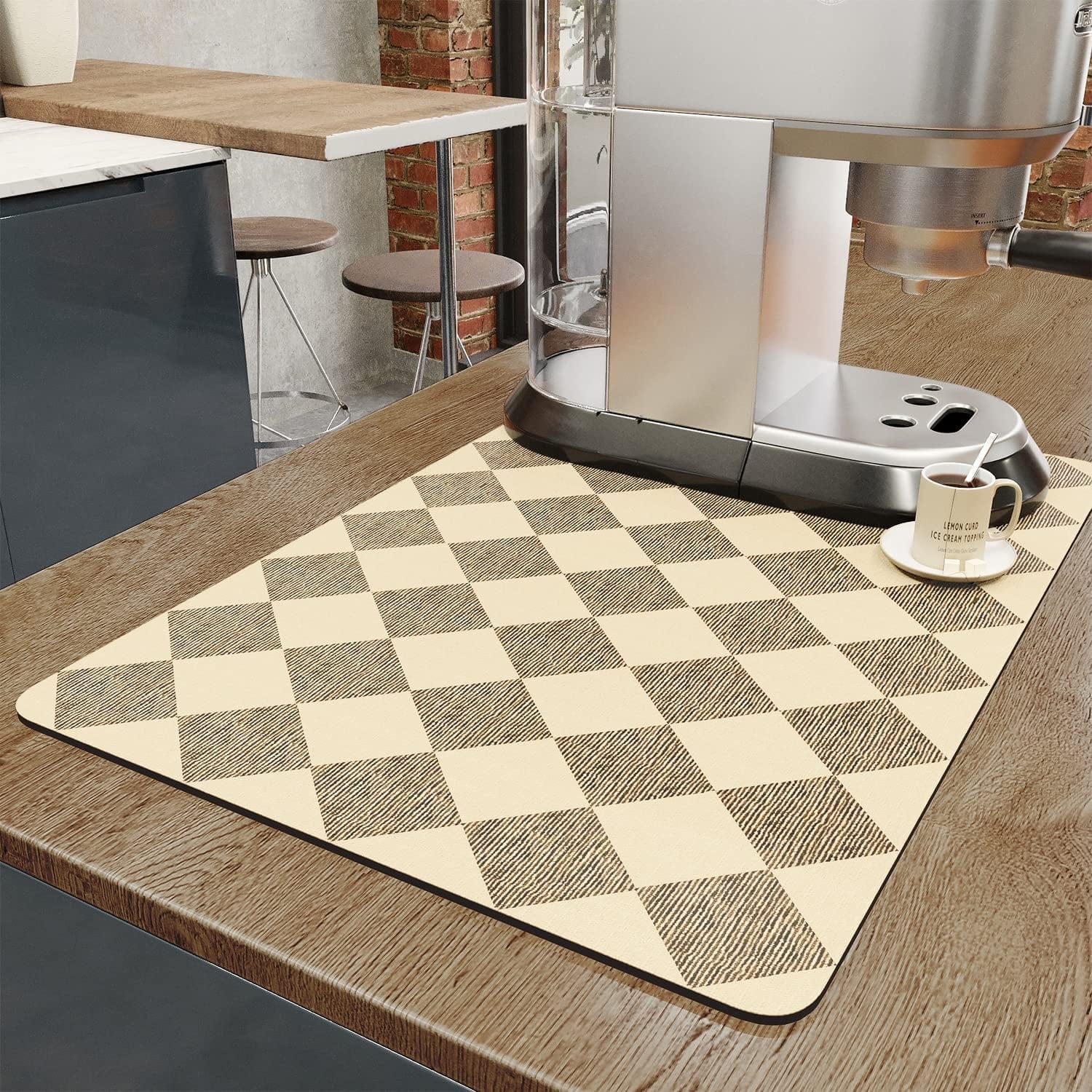 Amoami-Coffee Mat-Coffee Bar Accessories No Stains Absorbent Quick Drying Mat for Kichen Couner-Bar Mat Fit Coffee Station Table Maker Machine Pot Espresso Machine Dish Rack