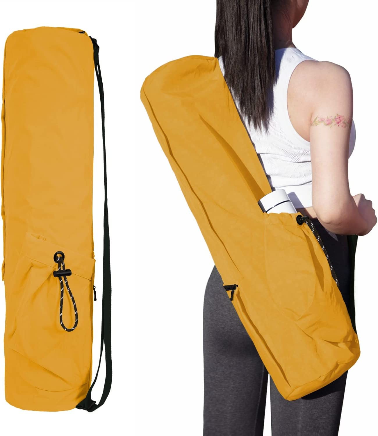 Enjoyactive Yoga Mat Bag | Premium, Waterproof, Multi Pockets, Adjustable Strap | 2 Size for 1/4" or 1/2" Thick Yoga Mat Carrier | Perfect Yoga Bag to Gym Class Beach Park Travel for Women & Men