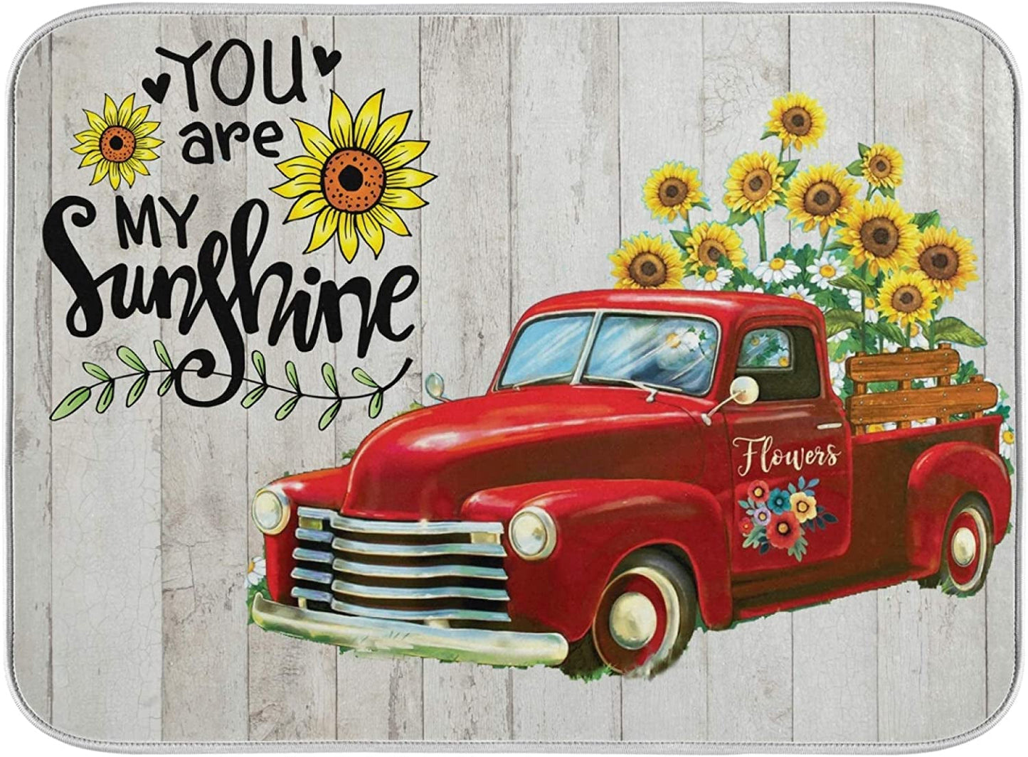 American Flag on Wooden Fence Dish Drying Mats for Kitchen 18X24 Inch USA Flag Patriotic Absorbent Machine Washable Fast Drying Pad Dish Drainer Mat for Kitchen Counter