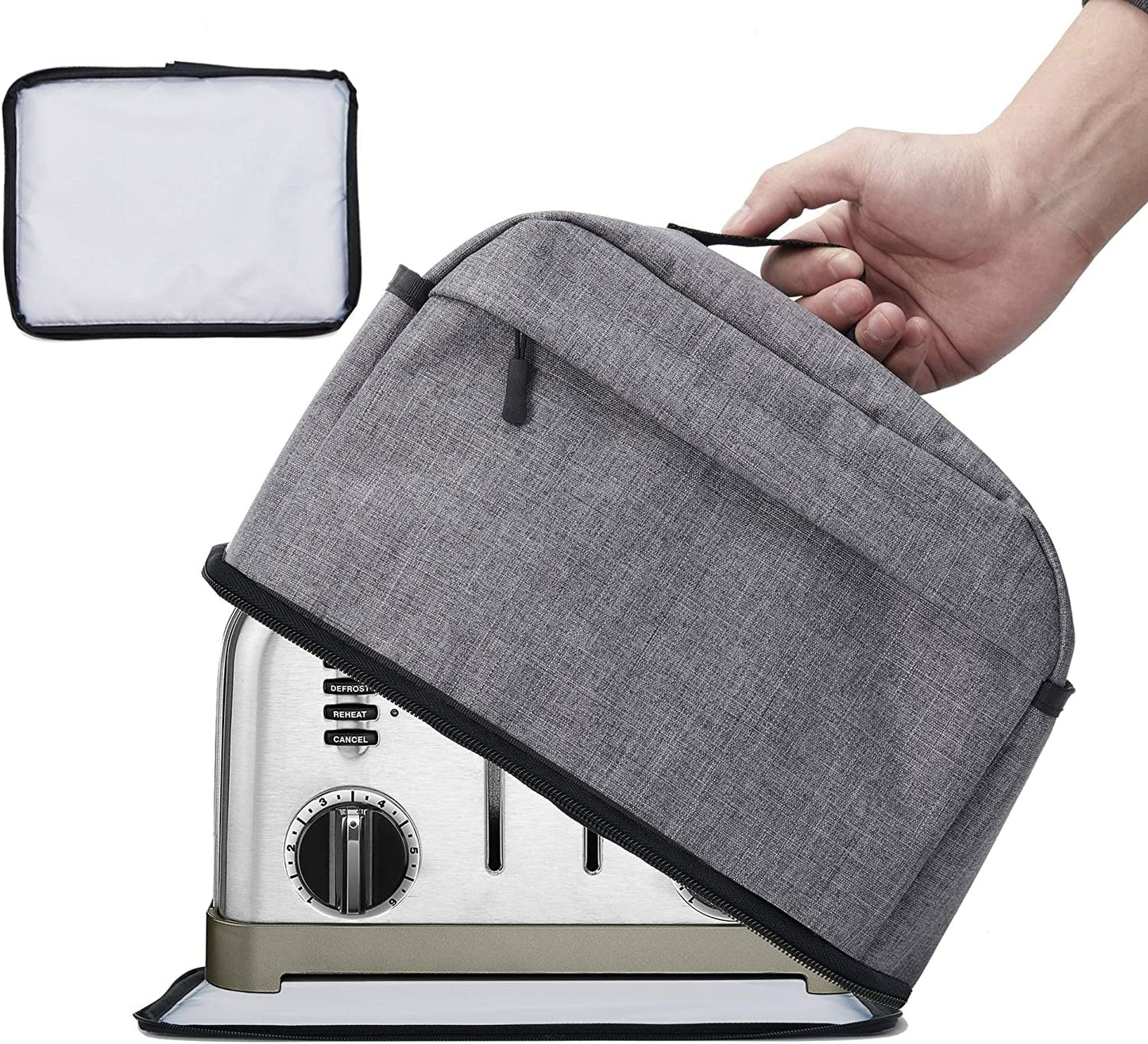 VOSDANS 2 Slice Toaster Cover with Removable Bottom 2-In-1 Toaster Bag with Pockets Toaster Storage Bag with Handle, Dust and Fingerprint Protection, Machine Washable, Black (Patent Design)