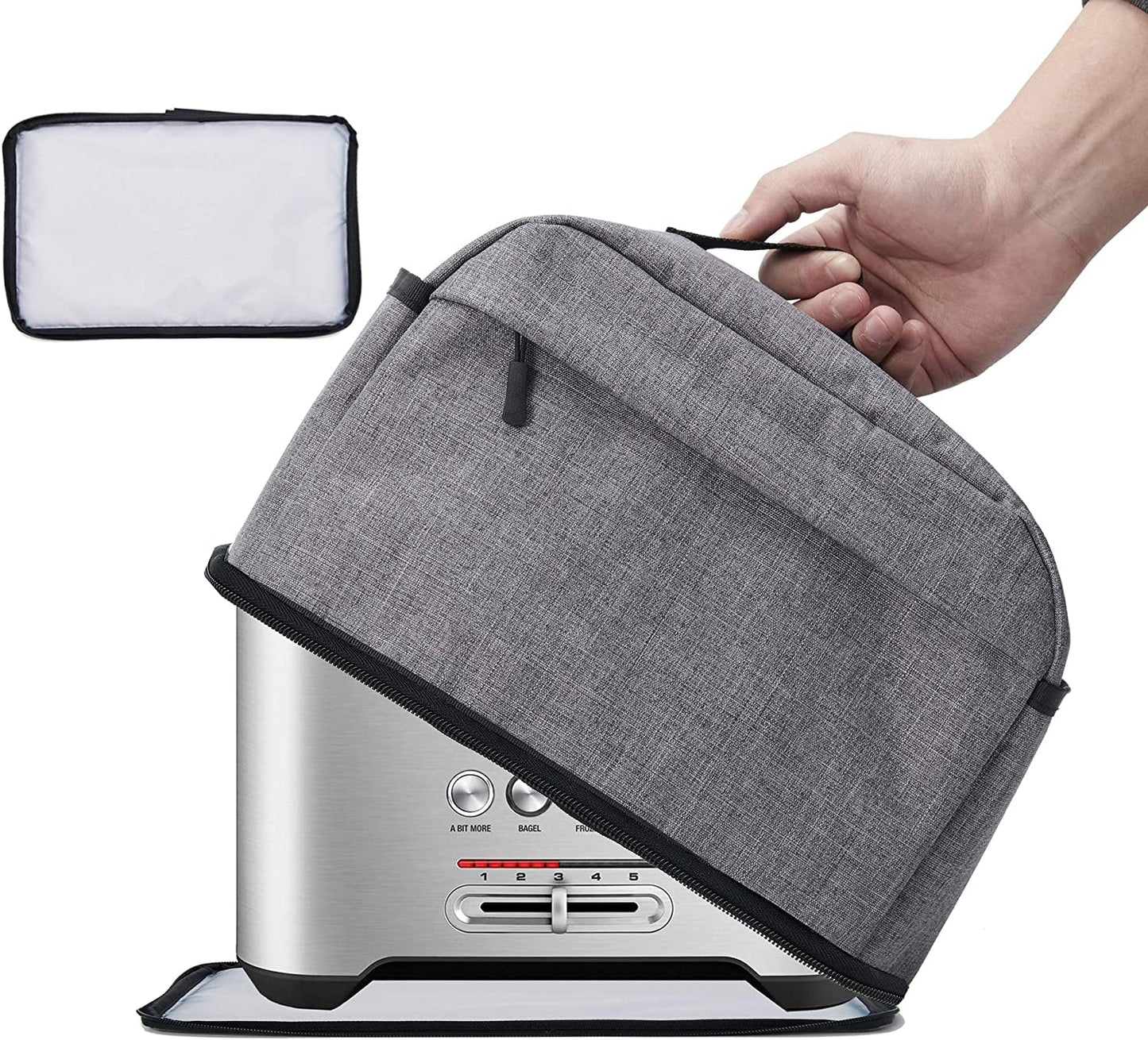 VOSDANS 2 Slice Toaster Cover with Removable Bottom 2-In-1 Toaster Bag with Pockets Toaster Storage Bag with Handle, Dust and Fingerprint Protection, Machine Washable, Black (Patent Design)